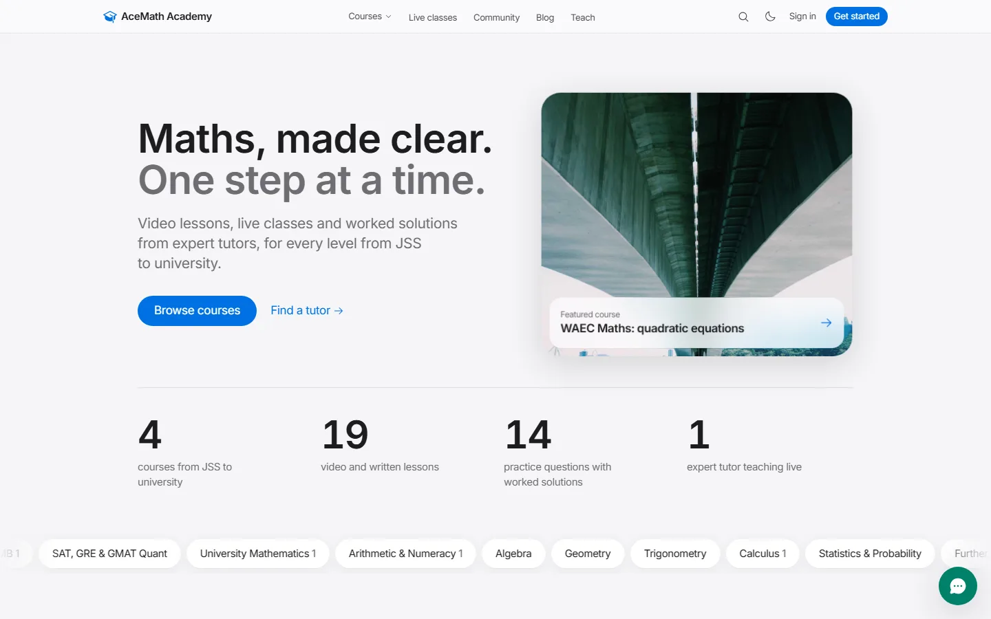 AceMath Academy homepage